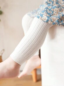 1pc Toddler White 3/4 Leggings, Soft & Comfortable Baby Pants, Suitable For Boys & Girls All Seasons, Spring/Autumn