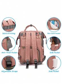 LEQUEEN 1pc Oxford Cloth Diaper Bag For Mom, Multifunctional Large Capacity Maternity Bag, Fashionable Backpack For Travel, Suitable For Storage And Use - Multicolor - View 3
