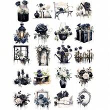 20 miếng giấy nhiều màu 4cm hình hoa hồng đen cổ điển dùng để trang trí sổ lưu niệm - Nhiều màu - Xem 5