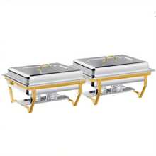 4 Pack 8QT Chafing Dish Buffet Set Stainless Steel Food Warmer Chafer Complete Set, Chafing Fuel Holder For Party Catering, All Hallows' Day - Gold - View 7