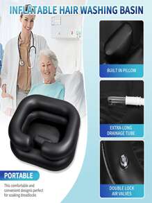 1PC Inflatable Shampoo Basin - Portable Shampoo Bowl, Hair Washing Basin For Bedridden, Disabled,Injured, Hair Wash Tub For Dreadlocks And At Home Sink Washing Bathroom Decor Summer Bathroom Accessories Back To School