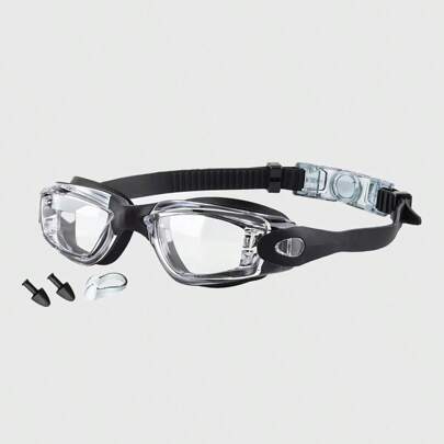 1 set simglasögon för vuxna - Moderna, högtydliga, snygga vattentäta, imfria simglasögon, plus 1 par vattentäta öronproppar för simning och 1 näsklämma, vattensporttillbehör, strandtillbehör, badmadrass