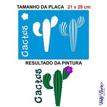 Stencil 21 X 29 Cacti With Word Hollow Mold For Painting On Fabric MDF Wood Wall Floor Paper T-Shirt Dishcloth Paty Buoso - 白色 - 查看 2