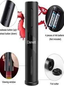 Abrebotellas de vino eléctrico utomatic con cortador de aluminio - Negro - Ver 5