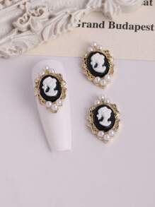 10 Pieces, Small Oval Nail Decorations, 3D Girl Nail Accessories, Personalized Cat Eye Nail Accessories, Gold Silver Black Pearl Nail Ornaments, Personalized Nails, Suitable For Nail Salons And Personal Use