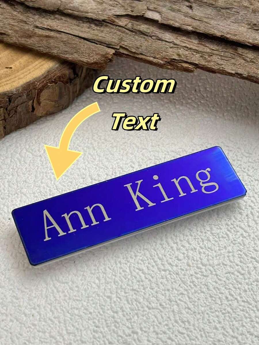 Thẻ tên/Thẻ căn cước bằng thép không gỉ Sapphire Blue tùy chỉnh, thời trang, thanh lịch khi quay lại trường - Đơn sắc - Xem 1