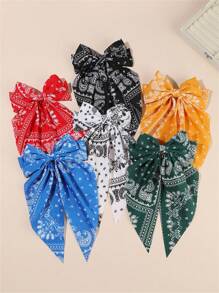 6 chiếc kẹp tóc nơ vải Paisley cổ điển thanh lịch, thích hợp cho tóc đuôi ngựa và búi tóc, phụ kiện thời trang hàng ngày, phong cách Bohemian - Nhiều màu - Xem 1