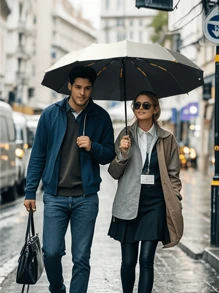 24 伞骨全自动雨伞，适用于学校、办公室、家庭、旅行男孩情人节心形情人节