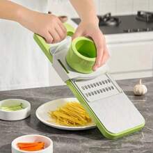 6 Pieces Stainless Steel Manual Vegetable Chopper And Slicer Set - Multifunctional Kitchen Tool For Potatoes, Garlic, Carrots - Handheld Food Processor Vegetable Slicer And Shredder - Mint Green - View 10