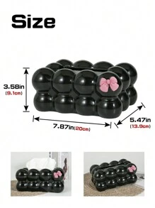 1pc Plastic Four-Ball Tissue Box, Milky White/Black Color, With/Without Decoration, Suitable For Table Decoration And Tissue Storage In Dining Room, Living Room Home Bathroom Decor Bathroom Organizer Fall Decor Back To School