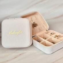 定制旅行珠宝盒定制蜜月礼物求婚伴娘礼物生日个性化定制婚礼礼物珠宝旅行母亲节礼物送给她 - 粉色 - 查看 7