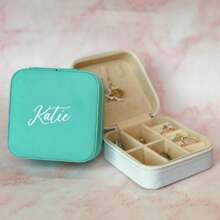 定制旅行珠宝盒定制蜜月礼物求婚伴娘礼物生日个性化定制婚礼礼物珠宝旅行母亲节礼物送给她 - 粉色 - 查看 9