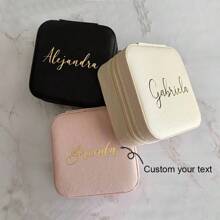 定制旅行珠宝盒定制蜜月礼物求婚伴娘礼物生日个性化定制婚礼礼物珠宝旅行母亲节礼物送给她 - 粉色 - 查看 1