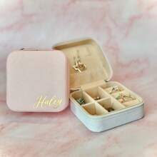 定制旅行珠宝盒定制蜜月礼物求婚伴娘礼物生日个性化定制婚礼礼物珠宝旅行母亲节礼物送给她 - 粉色 - 查看 5