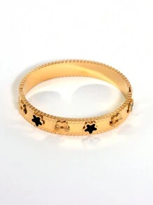 1 件 18K 镀金防水不锈钢花卉手镯，时尚欧美风格植物设计，适合女性派对、日常穿着、休闲街头、生日、婚礼、伴娘礼物 - 彩色 - 查看 17