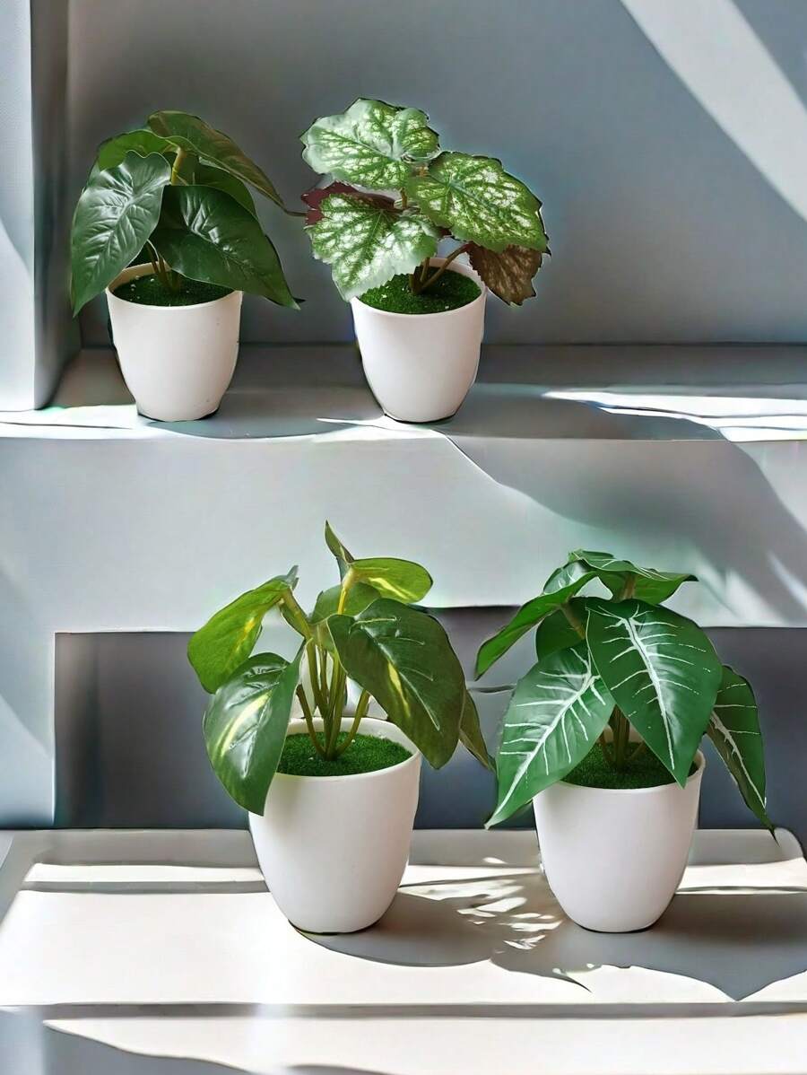 1 cái/bộ cây xanh nhân tạo bằng nhựa, cây mọng nước giả mini trang trí để bàn cho văn phòng, phòng khách - Nhiều màu - Xem 1