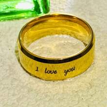 [定制] 带有您和他们的名字的个性化戒指 - 独特的雕刻文字，抛光且耐用的设计 - 为情侣、家人和朋友、生日、婚礼、毕业典礼、圣诞节定制礼物 - 多色 - 查看 9