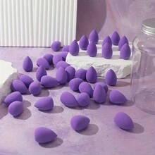 40 件迷你水滴化妆海绵 - 多功能美妆蛋，适用于面霜、散粉遮瑕膏、粉底、腮红 - 包含 1 个储物桶，方便整理 - 适合女性面部化妆的完美美容工具，颜色随机 - 彩色 - 查看 8