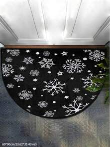 1 tấm thảm nhung pha lê hình bán nguyệt màu đen cổ điển, có thể giặt bằng máy, chống bẩn và dễ chăm sóc cho phòng khách, phòng ngủ, phòng tắm, nhà bếp và lối vào, v.v.; Lựa chọn thảm lý tưởng để trang trí phòng - Đen và trắng - Xem 12