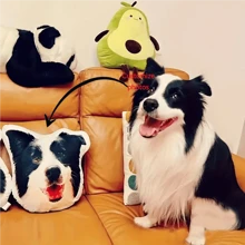 A Customized Photo Shaped Pet Pillow Pet Toy, Modern Style, Double-Sided Printing, Filling, Short Plush Fabric, Suitable For Cars, Sofas, Beds, Perfect Gifts For Christmas