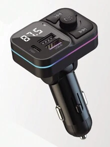 Reproductor de MP3 Bluetooth para automóvil y cargador USB múltiple para automóvil de 3.1A con luces de colores, conexión inalámbrica Bluetooth V5.3