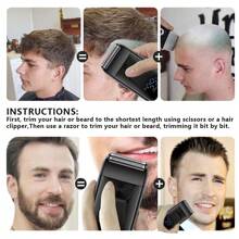 Hair Shaver Double Blades Shaver Electric Shaver Razor For Men Close Bald Head Barber Shaver Trimmer Cordless,Professional Rechargeable Shaver/Shaper,Ultra-Close Shave