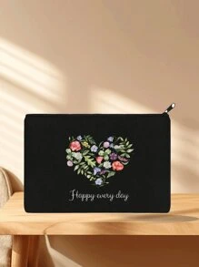 1pc Customized Women's Clutch Bag, Unique, Large Capacity, High-Quality, Fashion, Casual, Minimalist, Customized Text, Name, Blessing, Cosmetic Bag, Storage Bag - Black - View 4