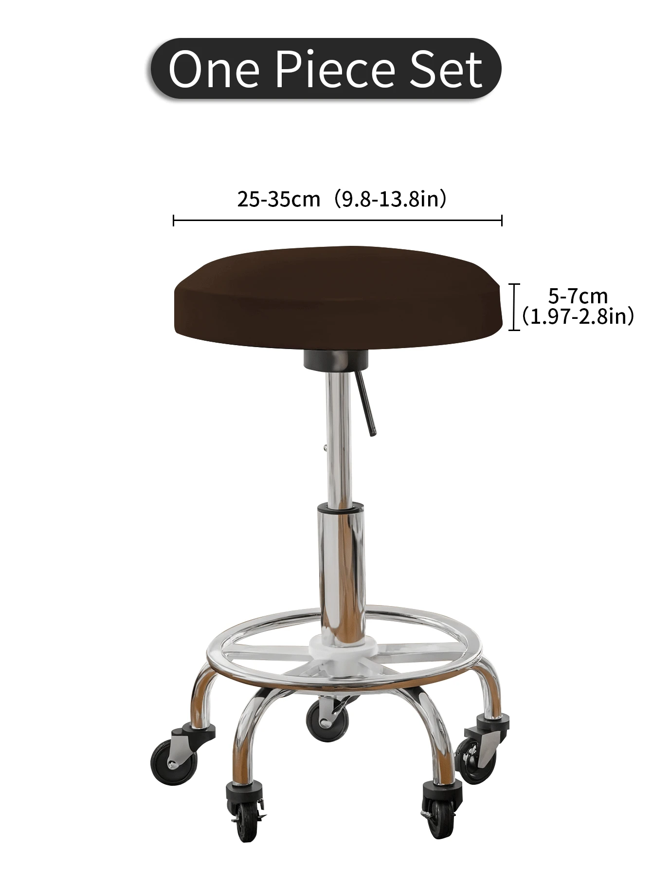 1 件/4 件/6 件纯色可拆卸弹性防水牛奶丝圆凳/椅套，现代风格四季防尘优质酒吧凳套，适合家庭 - 深咖 - 查看 1