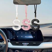 1 chiếc mặt dây chuyền hình trái tim rỗng đính đá Rhinestone hình chữ A trang trí gương chiếu hậu ô tô, mặt dây chuyền hình trái tim rỗng đính đá Rhinestone mới - Một cỡ - Xem 6