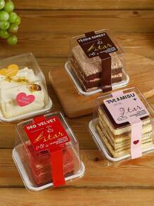 6/12pcs Thick Tiramisu Cake Boxes, Square Pastry Cake Boxes, Baking Mousse Dessert Boxes, No Sticker Boxes - Clear - View 1