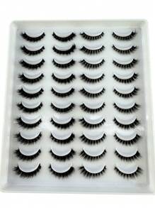 HBZGTLAD 20 Pairs Natural Looking D-Curl Thick & Fluffy Faux Mink Lashes, Handmade 3D Eyelashes Extension, Cross Long Lash Makeup False Lashes Assorted Styles - 黑色 - 查看 2