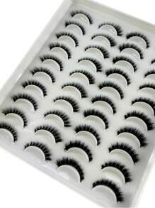 HBZGTLAD 20 Pairs Natural Looking D-Curl Thick & Fluffy Faux Mink Lashes, Handmade 3D Eyelashes Extension, Cross Long Lash Makeup False Lashes Assorted Styles - 黑色 - 查看 5