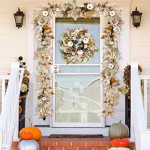 1 Stück 1,8m Herbstdekoration - Herbstkranz - Herbst-Ahornblatt-Kürbis-Beeren-Kranz - Thanksgiving Halloween Bauernhaus Ernte Dekoration für Zuhause Außen Innen Veranda, Weihnachten
