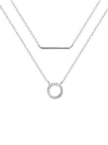 1pc 925 Sterling Silver Simple Double-Layer Geometric Necklace, Women's Unique Collarbone Chain Gift For Girlfriend, Jewelry Gift
