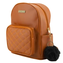 Mini Mochila De Costas Escolar Dia Dia Lisa Alça Com Regulagem e Chaveiro Pompom