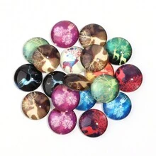 10 cái/gói thủy tinh Cabochon Giáng sinh các loại, cây tròn, mèo, chó, bướm, thẻ trang sức in hình hươu, đá, đồ thủ công DIY - Trộn màu ngẫu nhiên - Xem 14