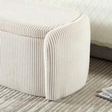 COOLMORE Storage Ottoman,Bedroom End Bench,Upholstered Fabric Storage Ottoman With Safety Hinge, Entryway Padded Footstool, Ottoman Bench For Living Room & Bedroom (Beige),ChicFurnish8 Back To School Dormitory Storage