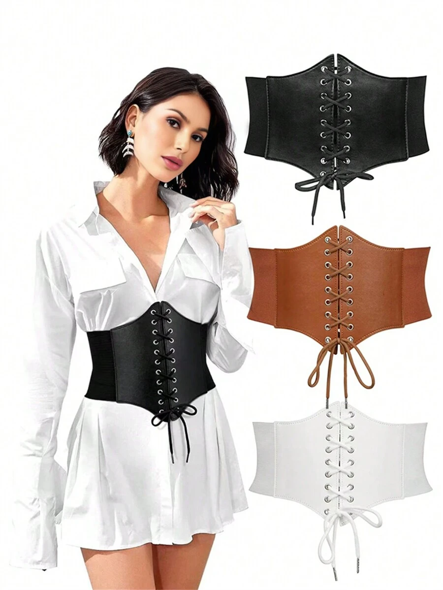 1件/2件腰套女士古风外穿全腰束腰夏季外穿腰夹纱布透气腰部瘦身腰套女士束身衣腰带用于连衣裙，腰部训练器腰部塑形用于腰部瘦身和收腹控制万圣节服装