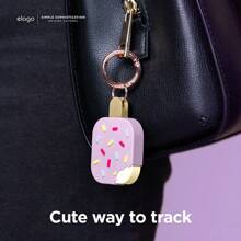 Elago AirTag Case Cover Pink For Apple AirTag Cover Cute, Icecream Design, Drop Protection Keychain, Carabiner Holder Key Ring, Shockproof, Track Keys, Backpacks, Purses, Gift For Friends, Girls, Boys, Girfriend, Boyfriend, Family - 薰衣草 - 查看 2