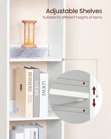 Hzuaneri Librería, Estantería, Para Salon, Estudio, Oficin, Dormitorio, Estilo Escandinavo, 24 X 30 X 184.4 Cm, Blanco - 白色 - 查看 4