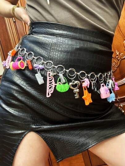 سلسلة خصر بتصميم معقد مصنوعة يدويًا بأسلوب Y2K/هاراجوكو، بتصميم عشوائي، مناسبة للارتداء اليومي في الصيف والمدرسة والخريف وعيد الهالوين