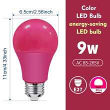 LED 彩色灯泡，A60 9 瓦（相当于 60W），E26 标准中型底座，不可调光，适用于婚礼万圣节圣诞派对酒吧装饰 - 彩色 - 查看 10