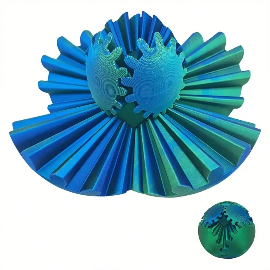 3D 打印齿轮球手指旋转器 - 缓解压力的动态桌面玩具 - 手持式旋转球体玩具 - 用于手指关节锻炼和装饰 - 坚不可摧的独特结构 - 生日礼物 - 礼物 - 圣诞礼物 - 节日礼物 - 玩具礼物