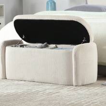 COOLMORE Storage Ottoman,Bedroom End Bench,Upholstered Fabric Storage Ottoman With Safety Hinge, Entryway Padded Footstool, Ottoman Bench For Living Room & Bedroom (Beige),ChicFurnish8 Back To School Dormitory Storage