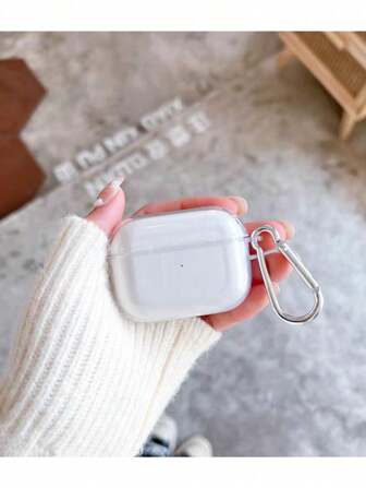 1pc Transparent TPU Drop Resistance Earphone Shell With Metal Buckle Compatible With Airpods 3rd/2nd Generation Protective Sleeve Transparent Drop Resistance Apple Pro2 Earphone Soft Shell