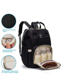 LEQUEEN 1pc Oxford Cloth Diaper Bag Large Capacity Mommy Bag Multifunctional Maternal And Child Bag Fashionable Backpack For Travel Suitable For Storage Use - Black - View 4