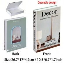 1 件奢华时尚开放式假书装饰磁性翻盖顶部 - 房间装饰圣诞装饰礼品客厅配件纸质储物盒，北欧咖啡桌书可存放控件、钥匙、杂物、珠宝和家庭办公室尺寸：26.7x17x4.2cm