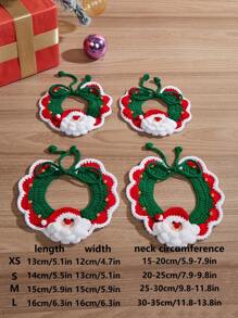 1 件手工编织宠物圣诞风格装饰围巾，款式随机发货，适合小型/中型/大型猫狗 - 彩色 - 查看 4