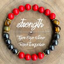 1PC/完美女士手链，采用绿松石和虎眼石编织而成，波西米亚风格日常佩戴的首选 - 彩色 - 查看 6