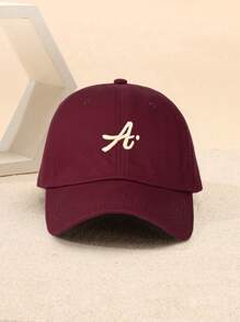 1 件女士刺绣大字母 A 棒球帽，户外可调节防晒休闲帽，适合春秋季旅行海滩度假，男士 Y2K 风格青年帽 - 酒紅色 - 查看 11